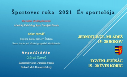Športovec roka 2021 - kategória jednotlivec od 15 do 20 rokov