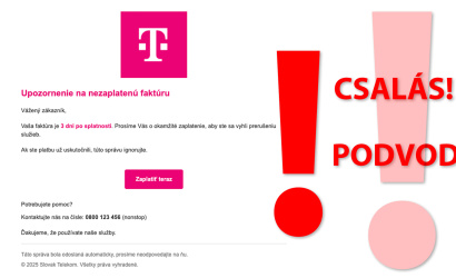 Slovak Telekom varuje pred podvodnými e-mailami