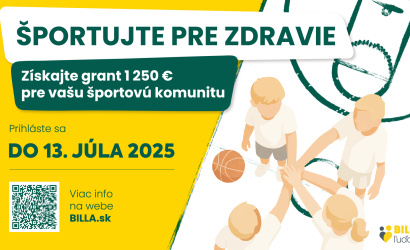 Športujete a inšpirujete k tomu aj okolie? Zapojte sa do grantového programu o. z. BILLA ľuďom a získajte finančnú a potravinovú podporu! 
