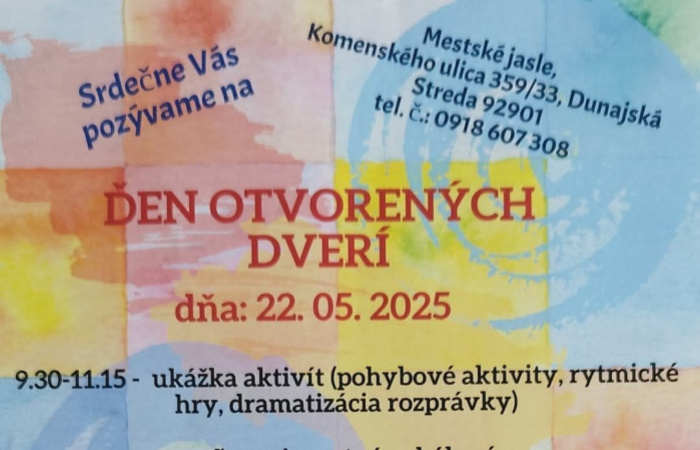 Deň otvorených dverí v Mestských jasliach – 22. mája