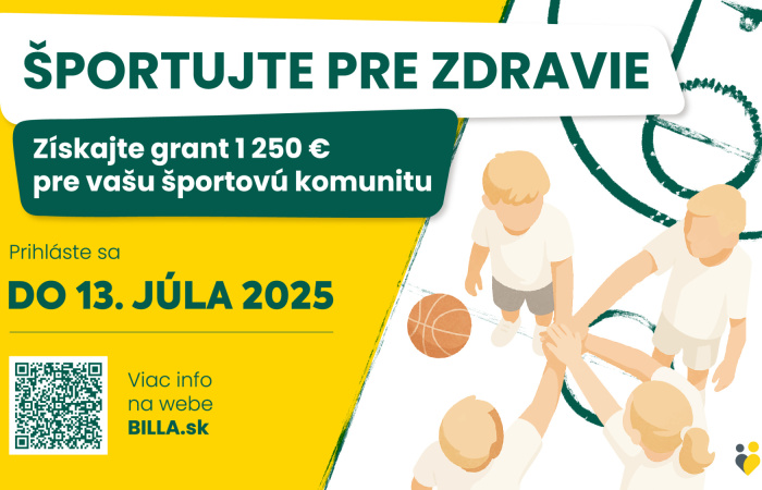 Športujete a inšpirujete k tomu aj okolie? Zapojte sa do grantového programu o. z. BILLA ľuďom a získajte finančnú a potravinovú podporu! 