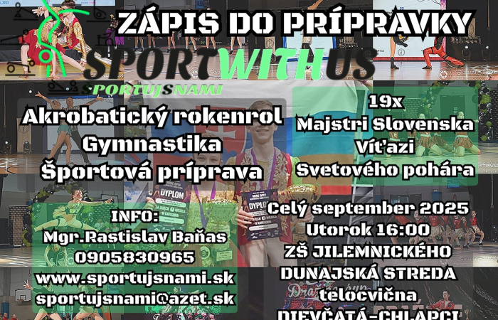 Zápis detí do prípravky Klubu akrobatického rokenrolu Športujsnami DS
