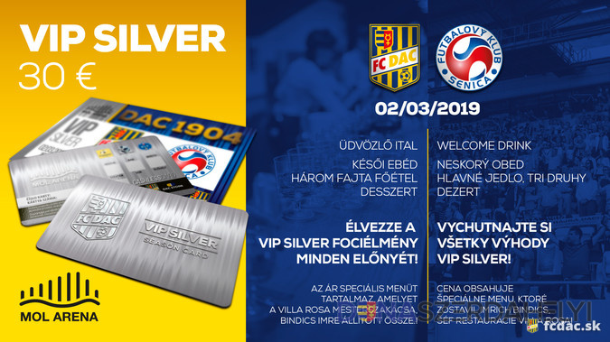 Exkluzívne VIP Silver menu na zápase DAC-Senica!