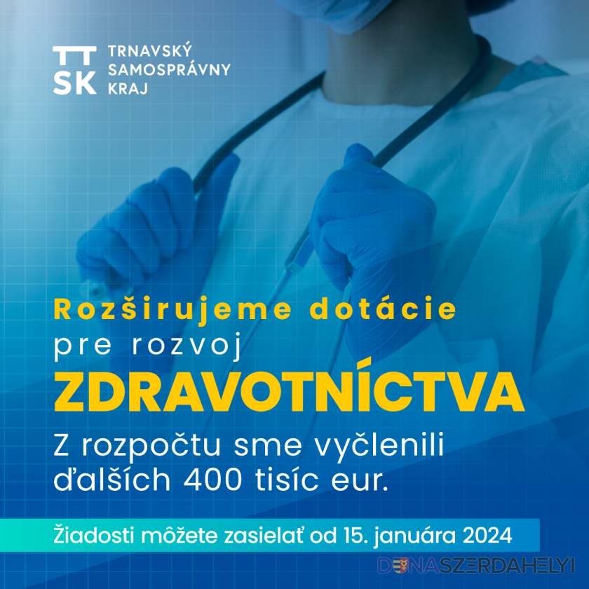 Foto: TTSK TTSK: Trnavská župa pokračuje v podpore zdravotnej starostlivosti. Z rozpočtu na to vyčlenila ďalších 400 tisíc eur.