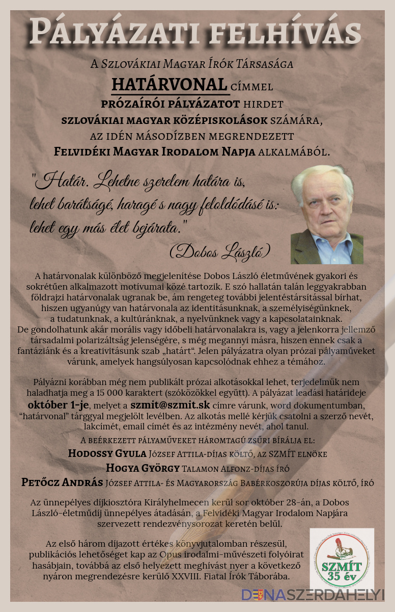 Prózaírói pályázat szlovákiai magyar középiskolások számára