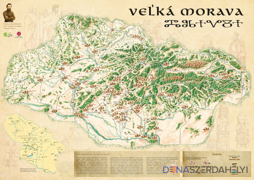 Veľká Morava - ručne maľovaná mapa